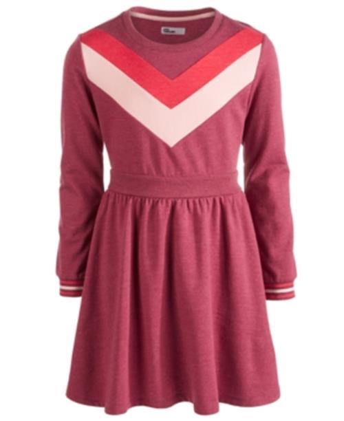 Epic Threads Big Girl's Chevron Sweatshirt Dress, Red Size Large
