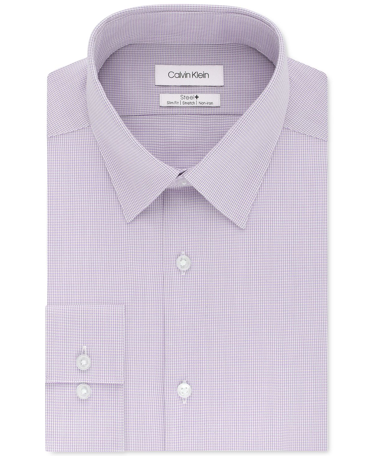 Calvin Klein Mens Steel+Slim Fit Non-Iron Performance Stretch Micro Check Shirt,