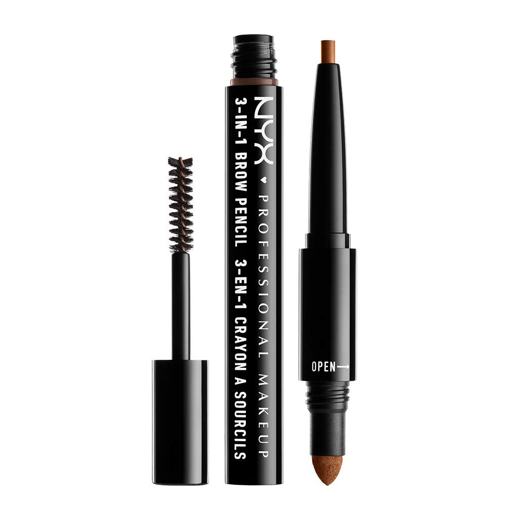 NYX PROFESSIONAL MAKEUP 3-In-1 Brow Pencil, Eyebrow Pencil - Auburn