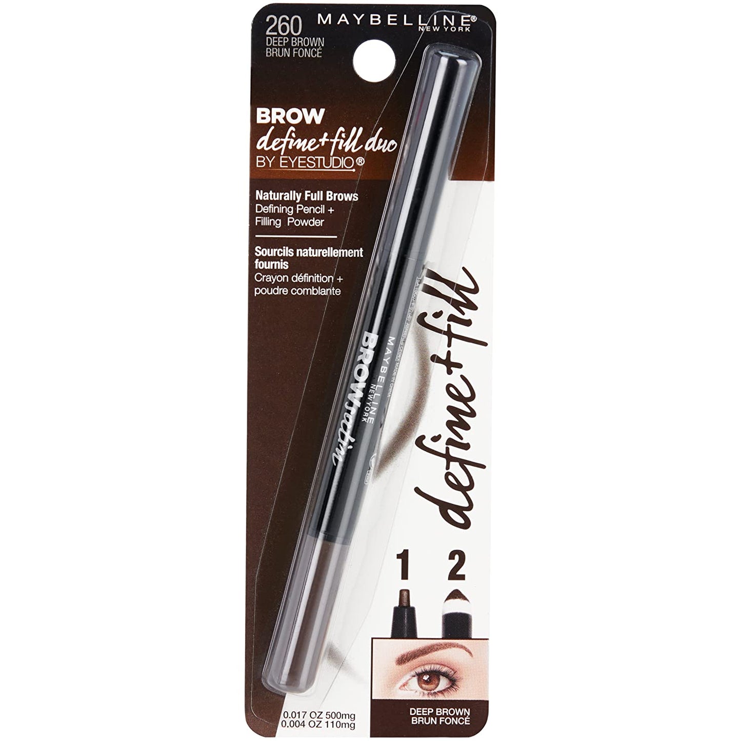 Maybelline New York Brow Define Plus Fill Duo Pencils,