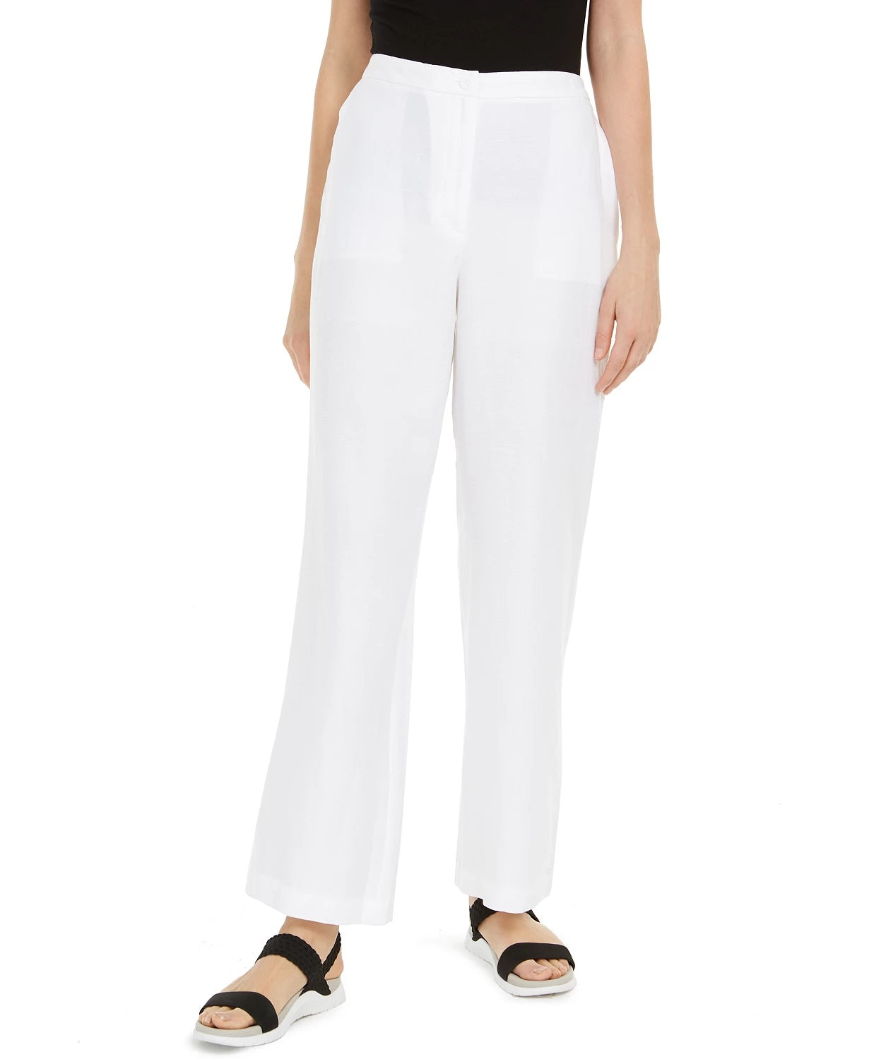 Eileen Fisher Women's Straight Wide Leg Casual Pants, (White)