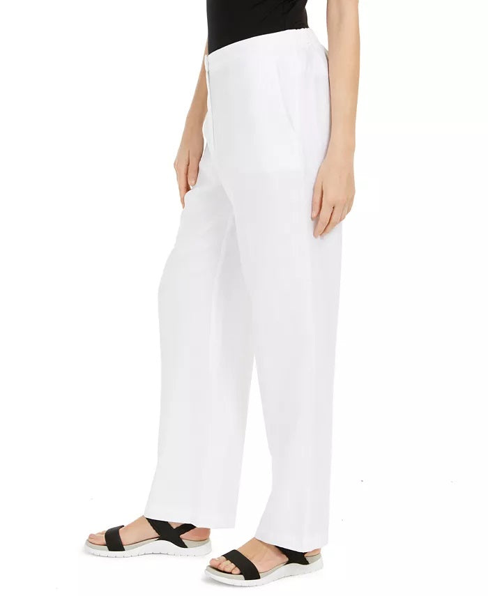 Eileen Fisher Women's Straight Wide Leg Casual Pants, (White)