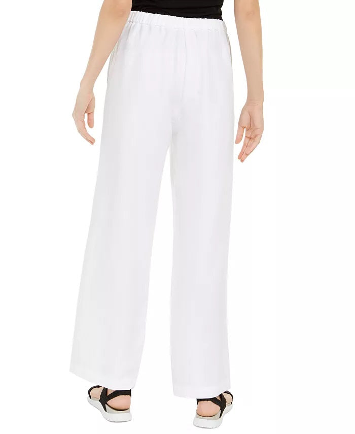 Eileen Fisher Women's Straight Wide Leg Casual Pants, (White)