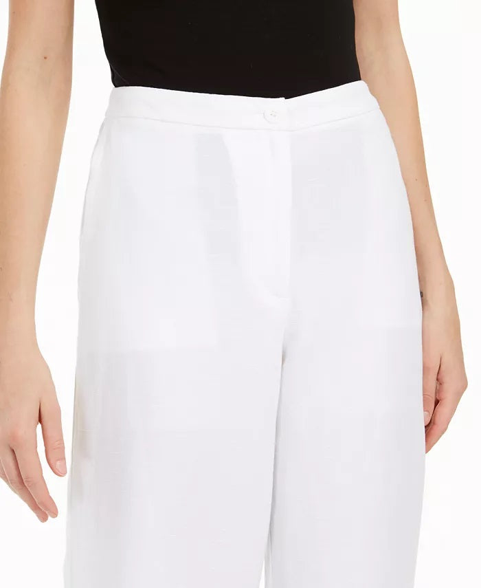 Eileen Fisher Women's Straight Wide Leg Casual Pants, (White)