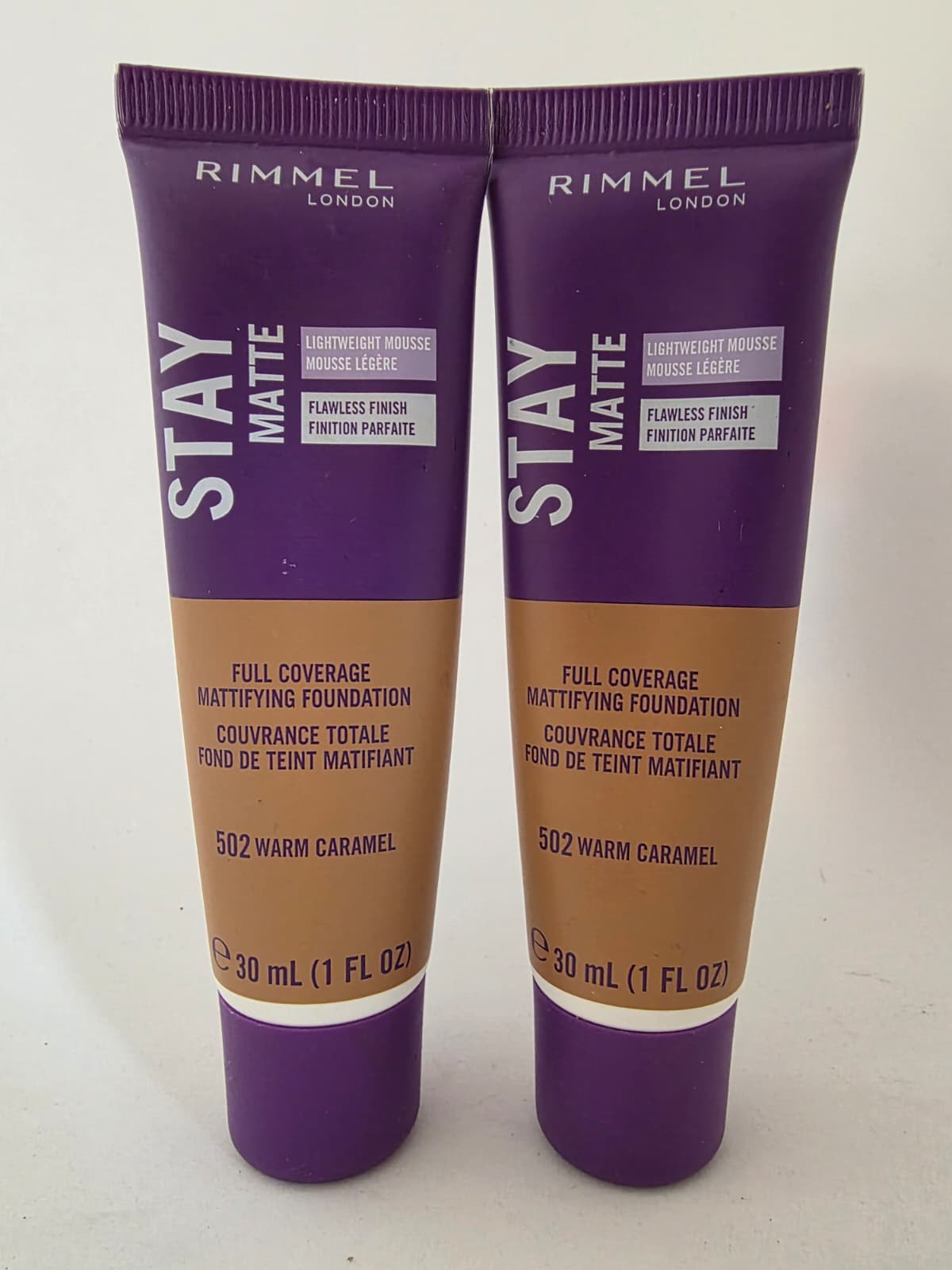 2X Rimmel London Stay Matte Liquid Mousse Foundation, 502 Warm Caramel