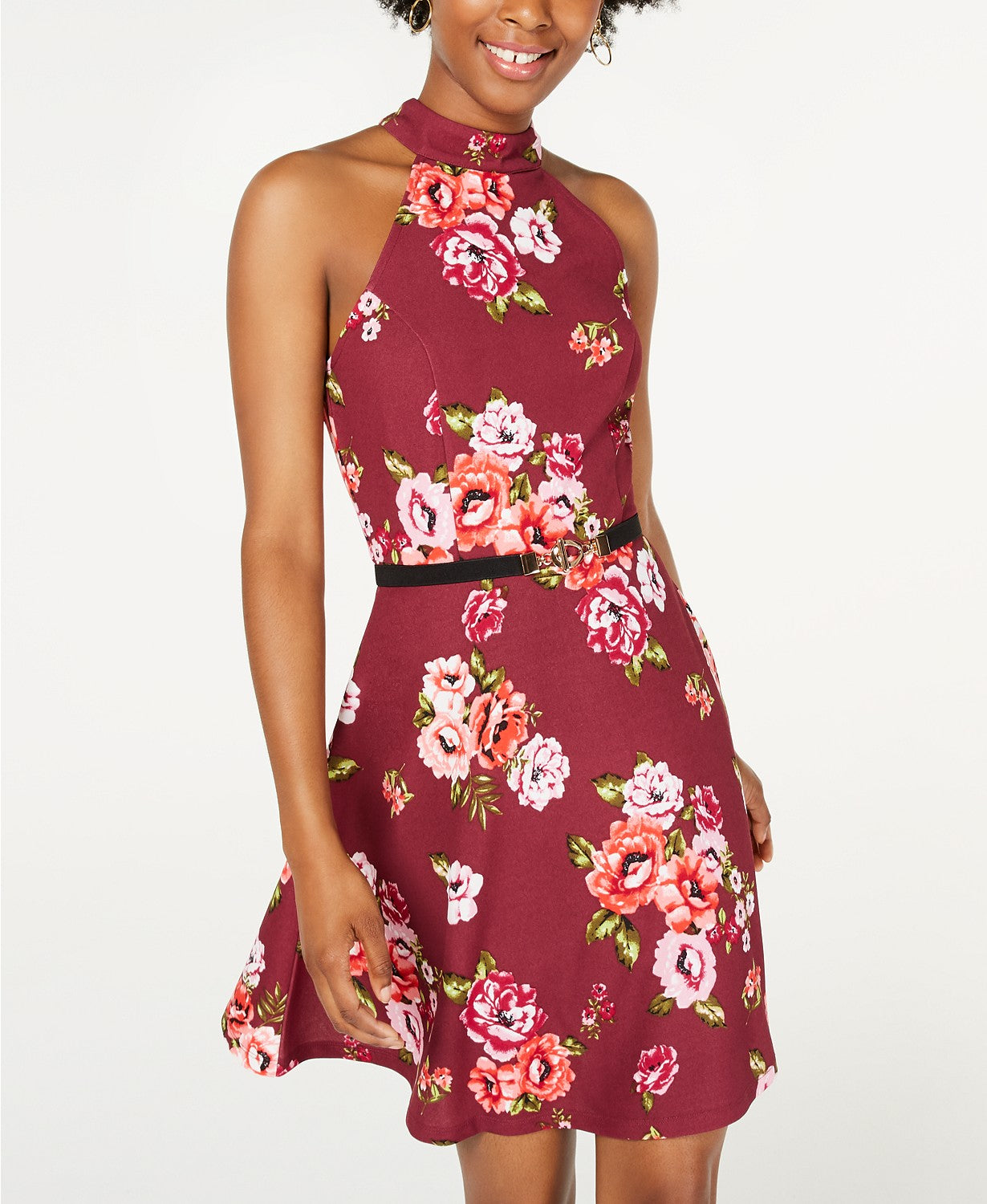 Crave Fame Juniors' Belted Skater Dress,