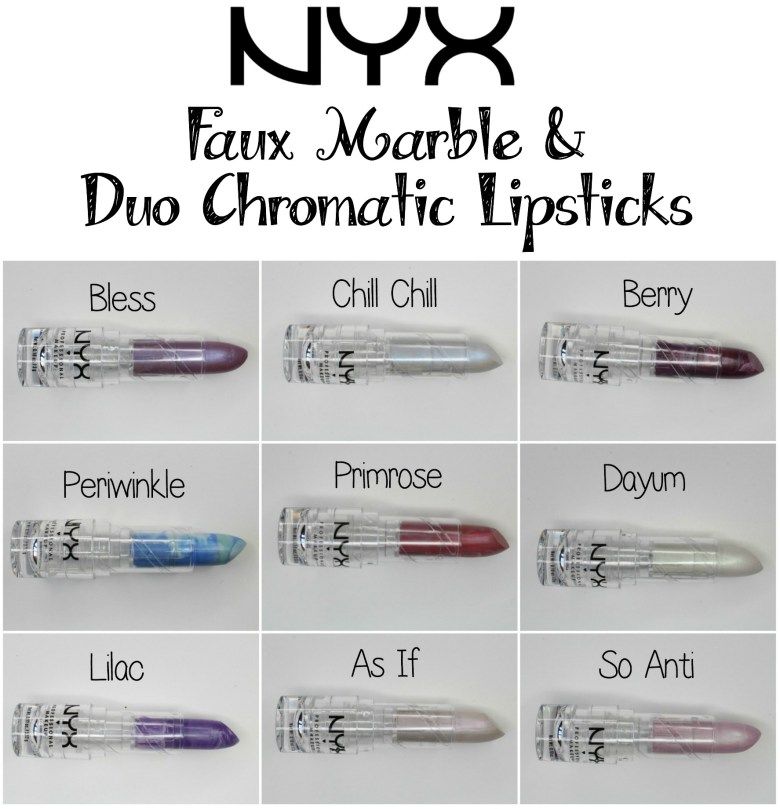 NYX Duo Chromatic Lipstick, & Faux Marble Lipsticks,