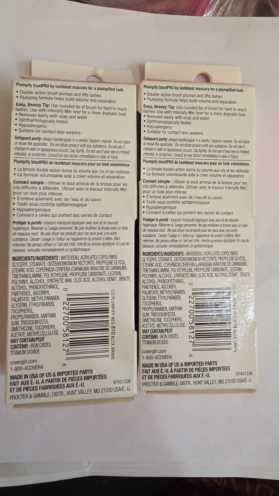 2X CoverGirl Plumpify BlastPRO Plump + Lift Mascara, 810 Black Brown