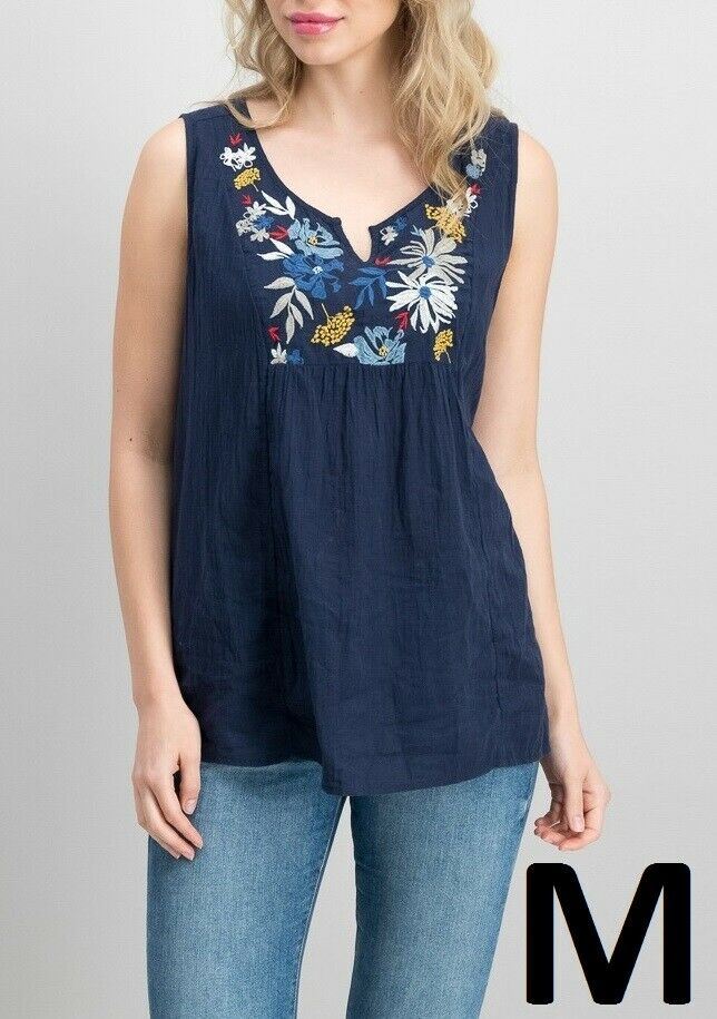 Style & Co Women's Embroidered Front Yoke Sleeveless Tops,