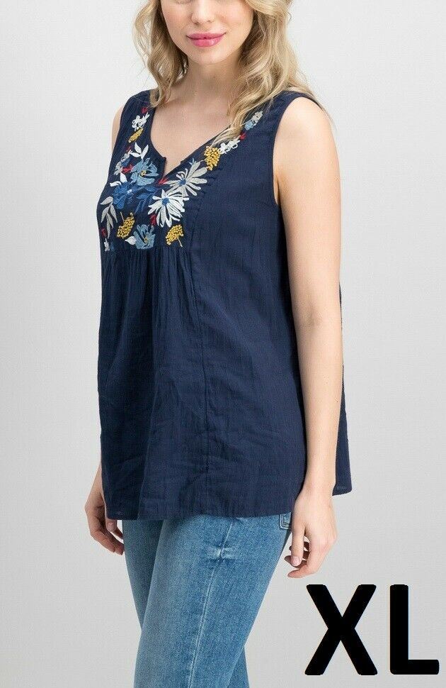 Style & Co Women's Embroidered Front Yoke Sleeveless Tops,
