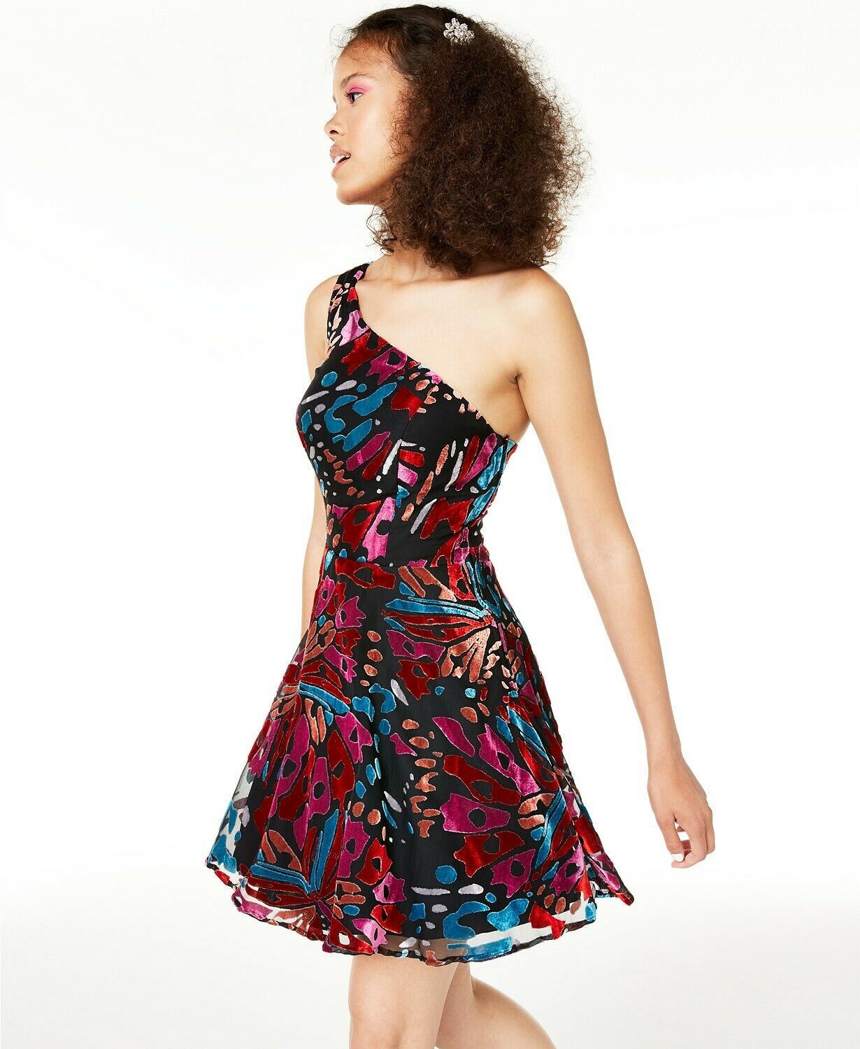 City Studios Juniors' One-Shoulder Skater Dress,