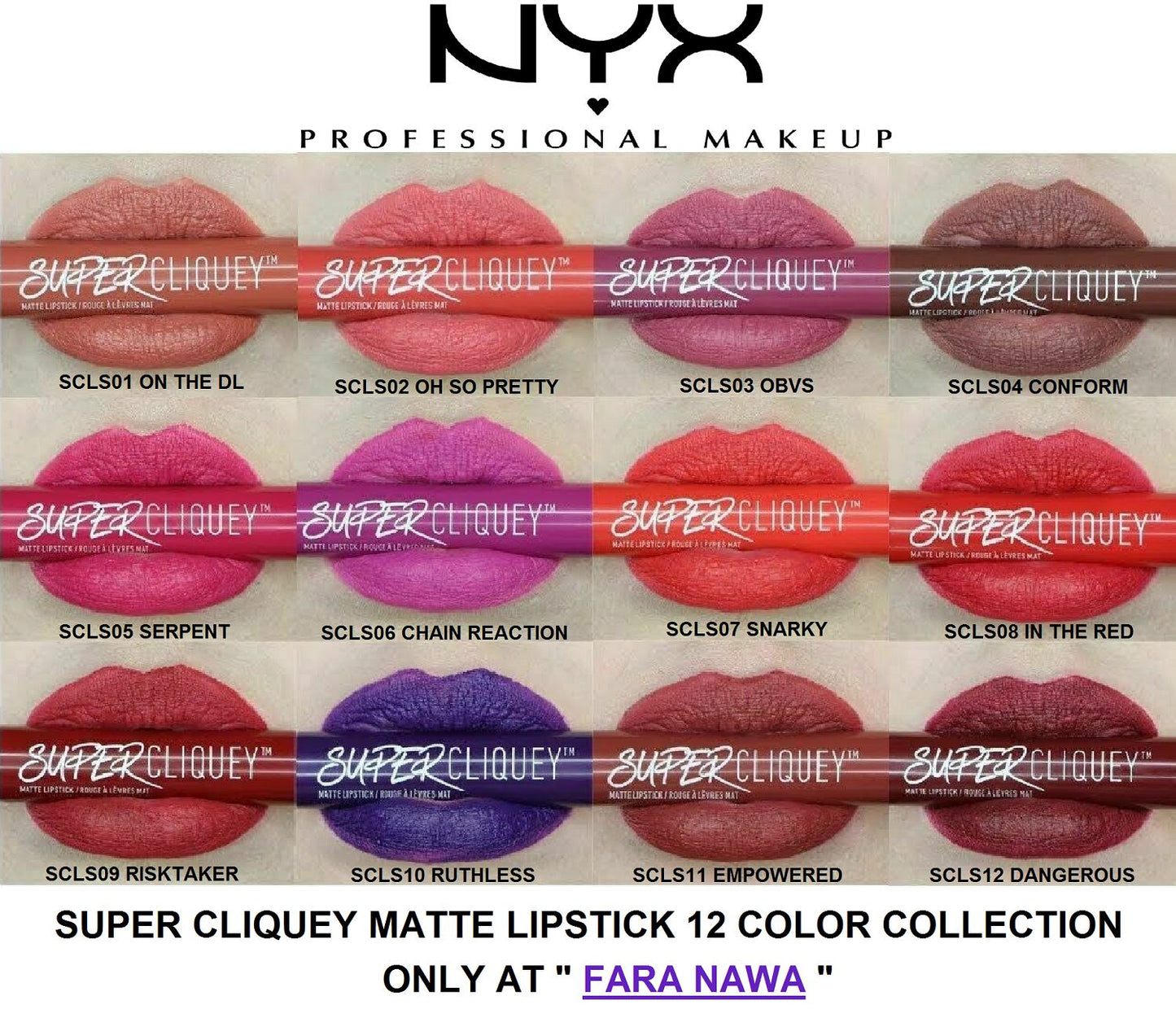 NYX PROFESSIONAL MAKEUP SUPER CLIQUEY MATTE LIPSTICK,