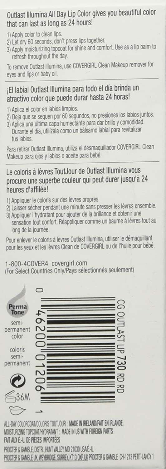COVERGIRL Outlast 24HR Illumina All-Day Moisturizing Lip Color,