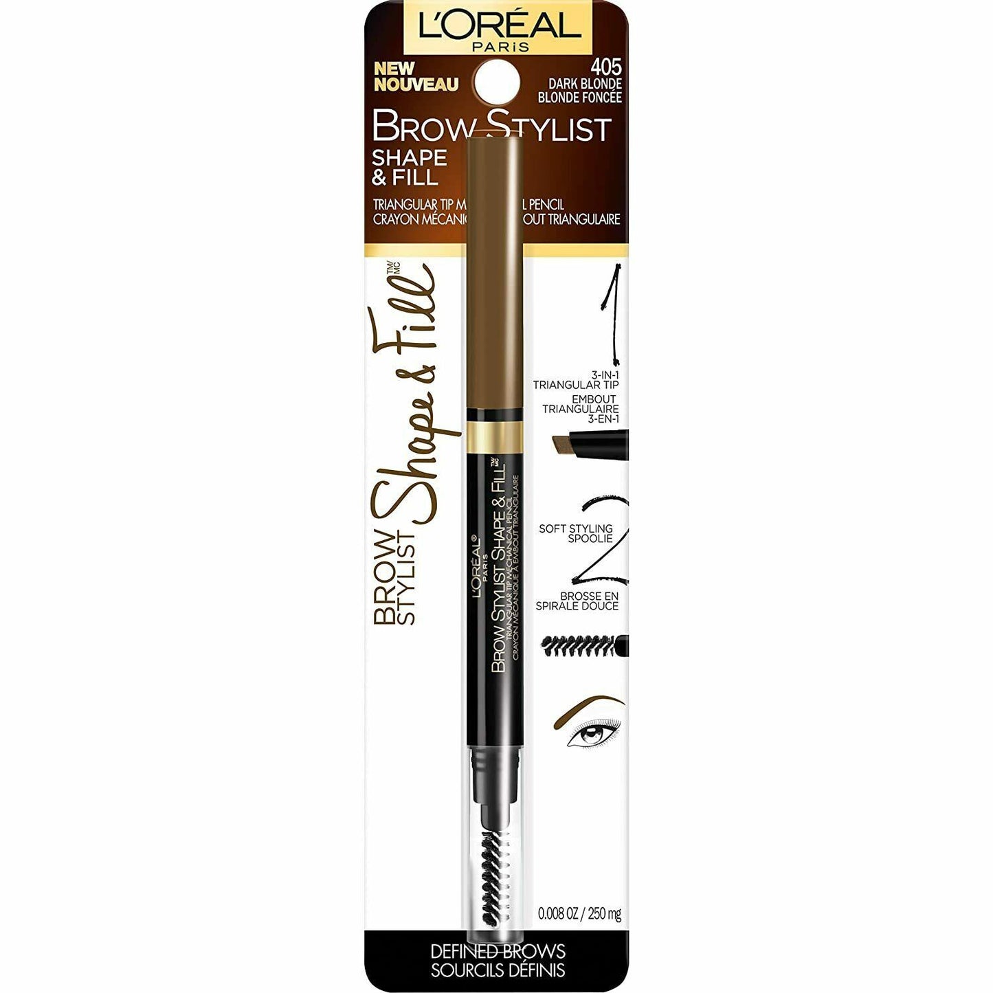 L'Oreal Paris Makeup Brow Stylist Shape & Fill Mechanical Eye Brow Pencil,