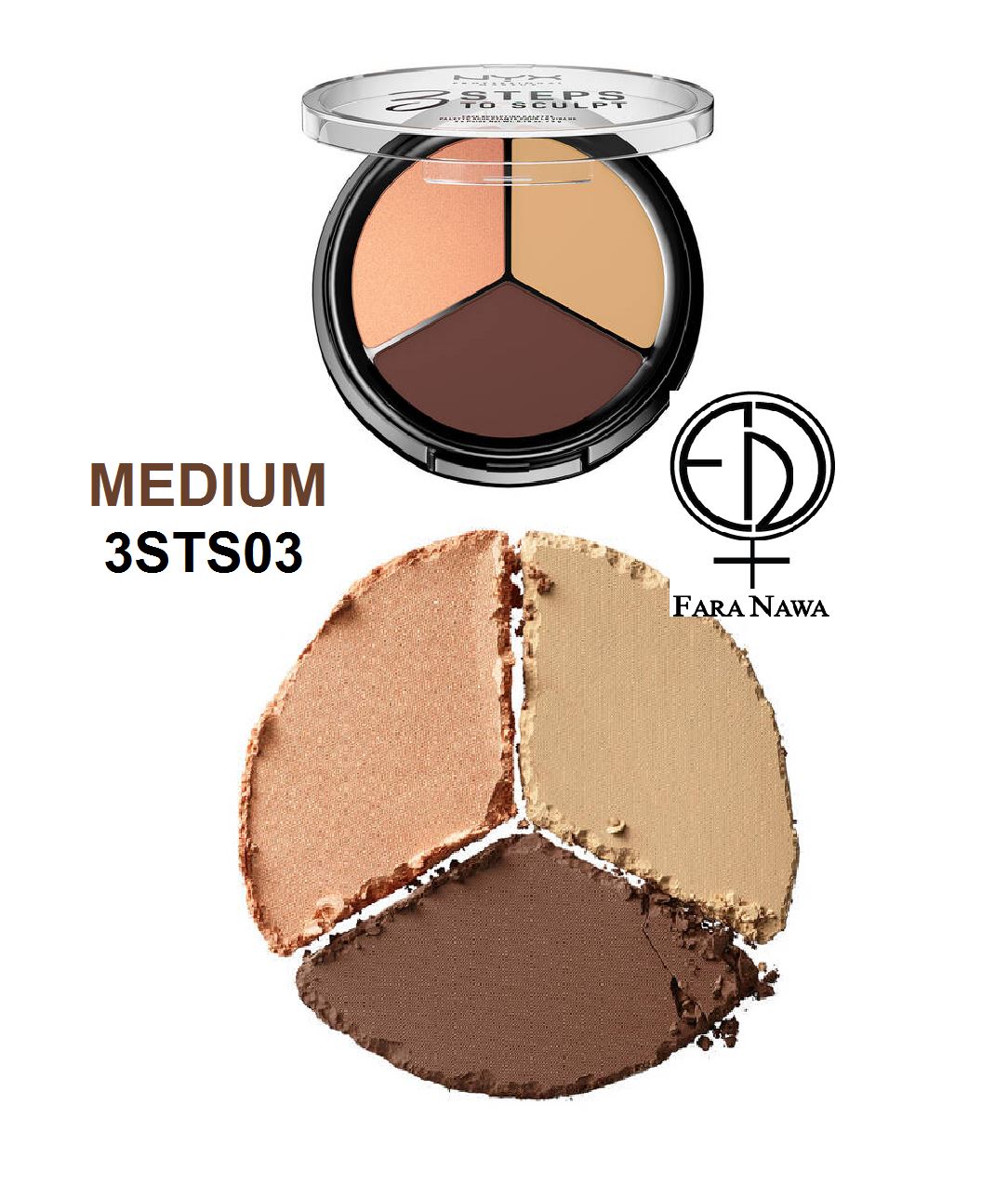 NYX Professional 3 Steps to Sculpt Face Sculpting Palette, 3 Shade's