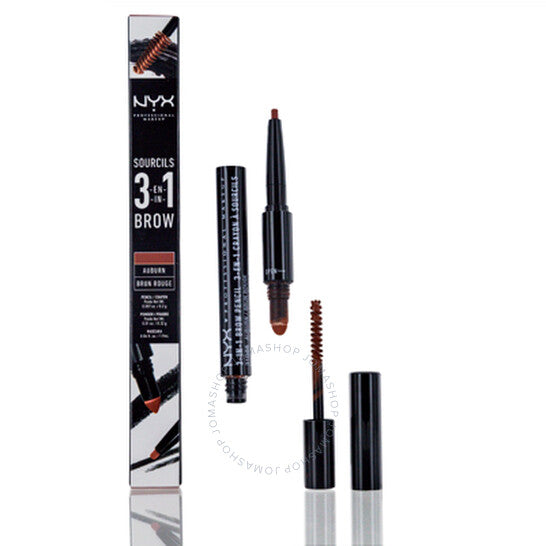 NYX PROFESSIONAL MAKEUP 3-In-1 Brow Pencil, Eyebrow Pencil - Auburn