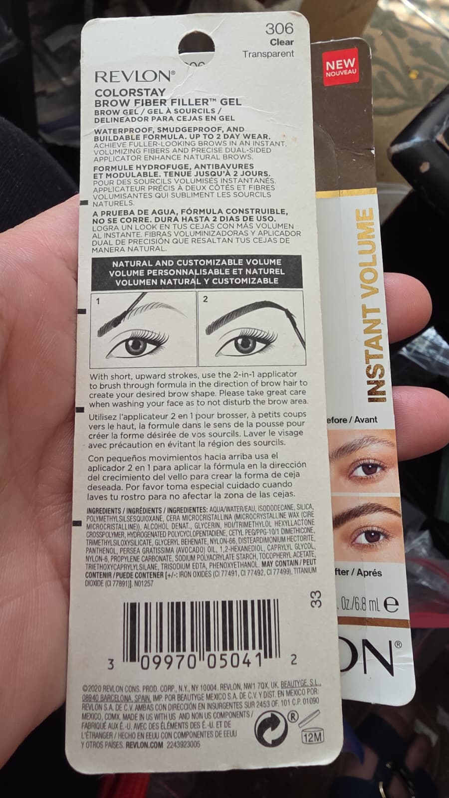 2X Revlon ColorStay Brow Fiber Filler Eyebrow Gel, 306 Clear