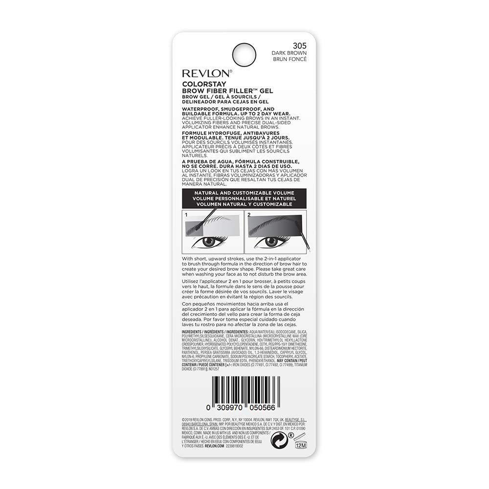 Revlon ColorStay Brow Fiber Filler, Longwearing & Volumizing Waterproof Eyebrow,