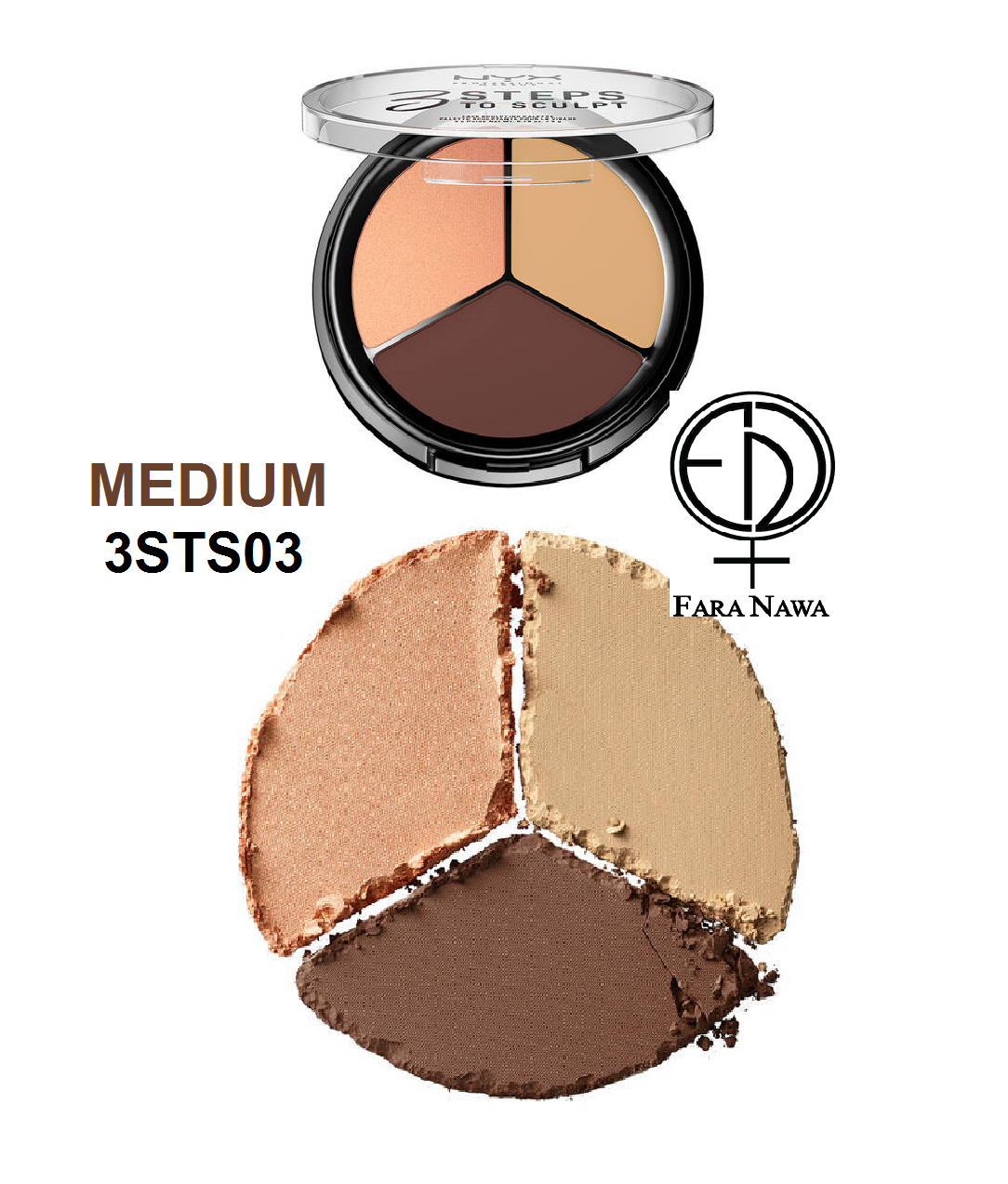 NYX Professional 3 Steps to Sculpt Face Sculpting Palette, 3 Shade's