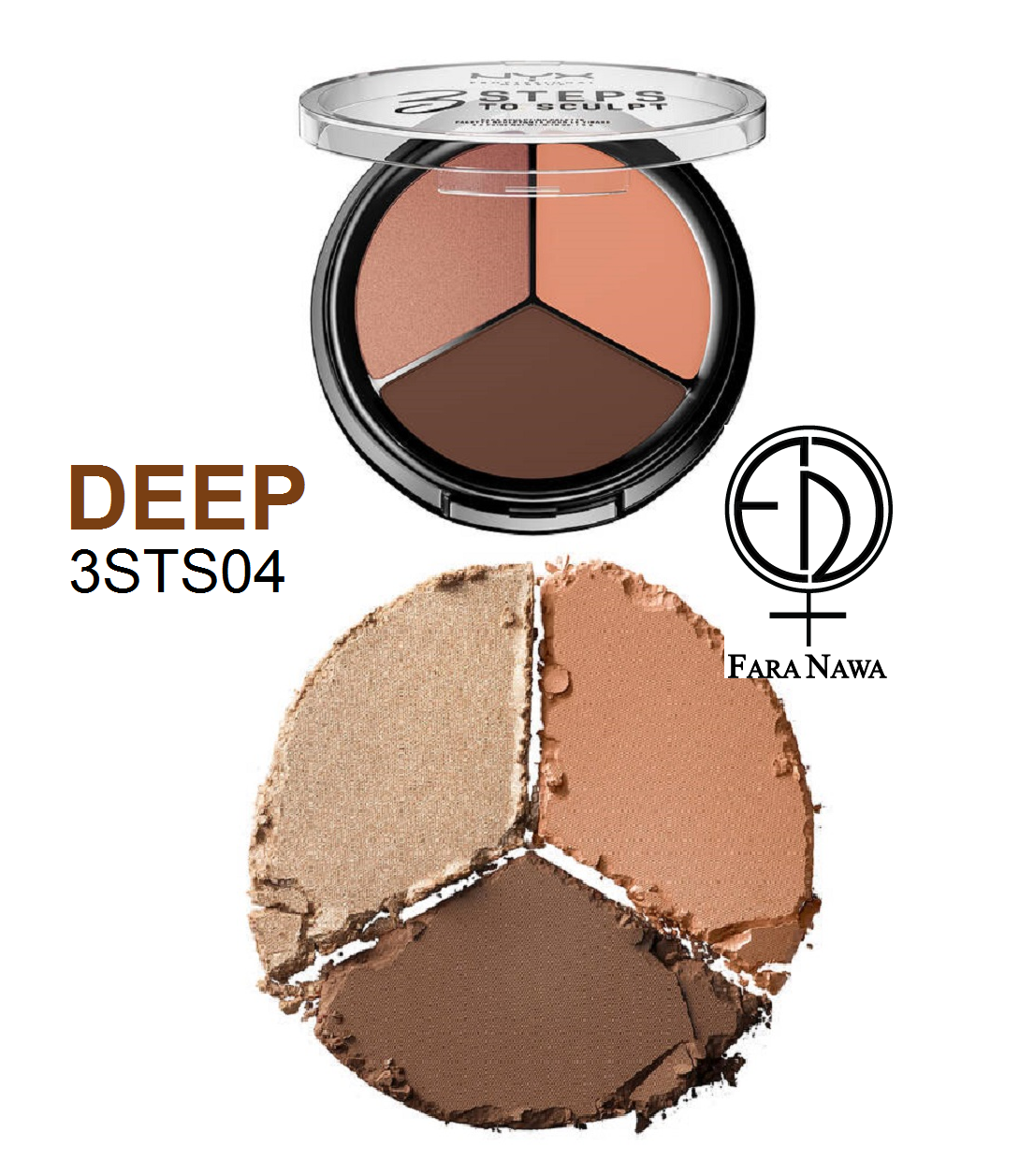 NYX Professional 3 Steps to Sculpt Face Sculpting Palette, 3 Shade's
