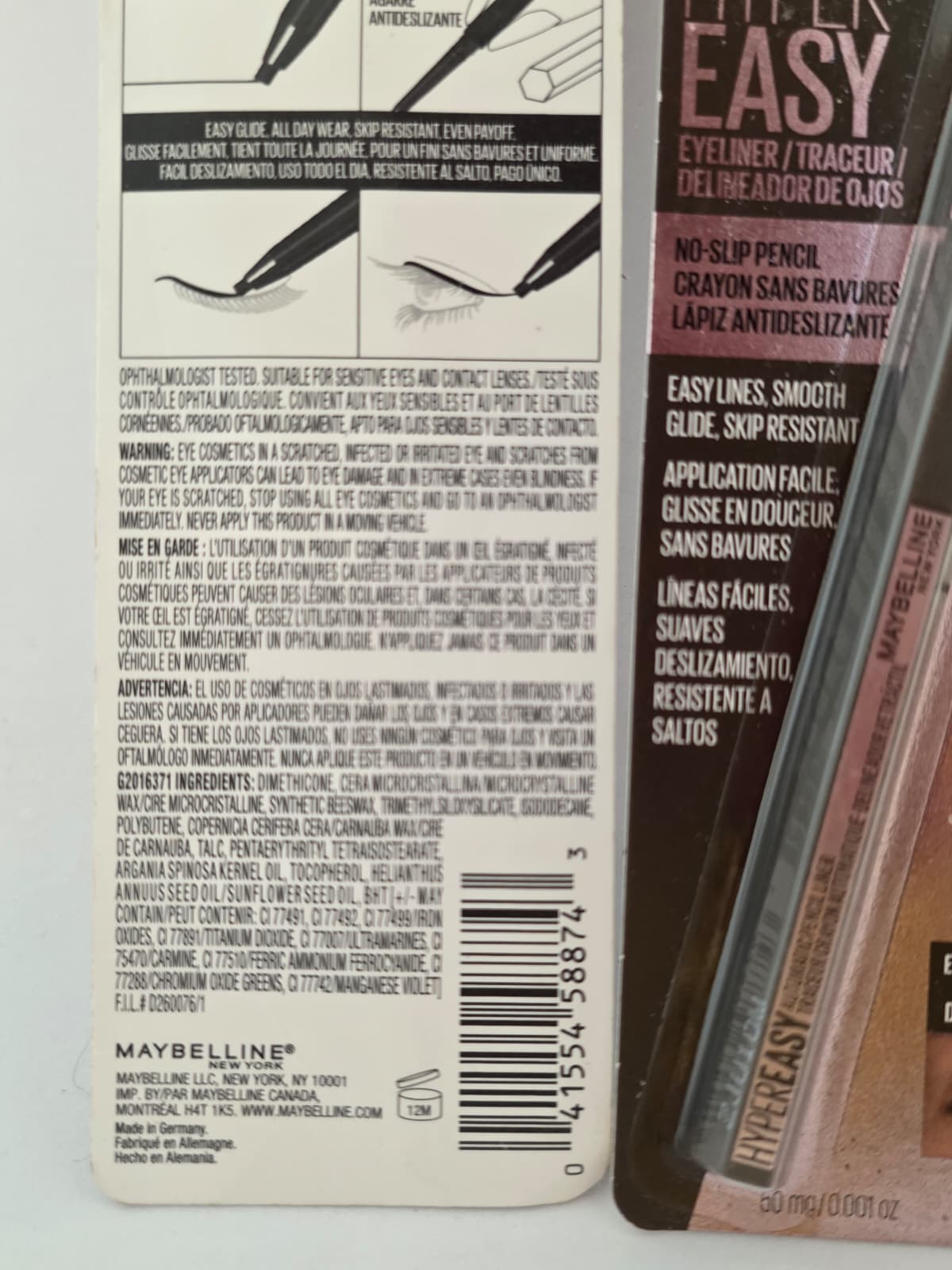 2X Maybelline New York Hyper Easy No-Slip Pencil Eyeliner, 002 Deep Brown