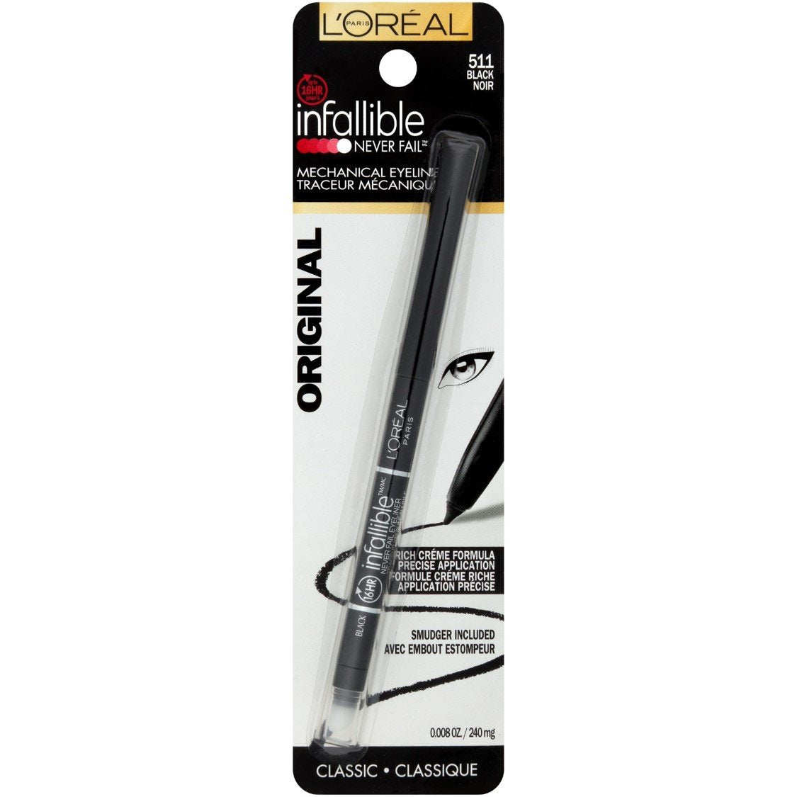 L'Oreal Paris Infallible Original Mechanical Eyeliner 16HR Never-Fail Eyeliner,