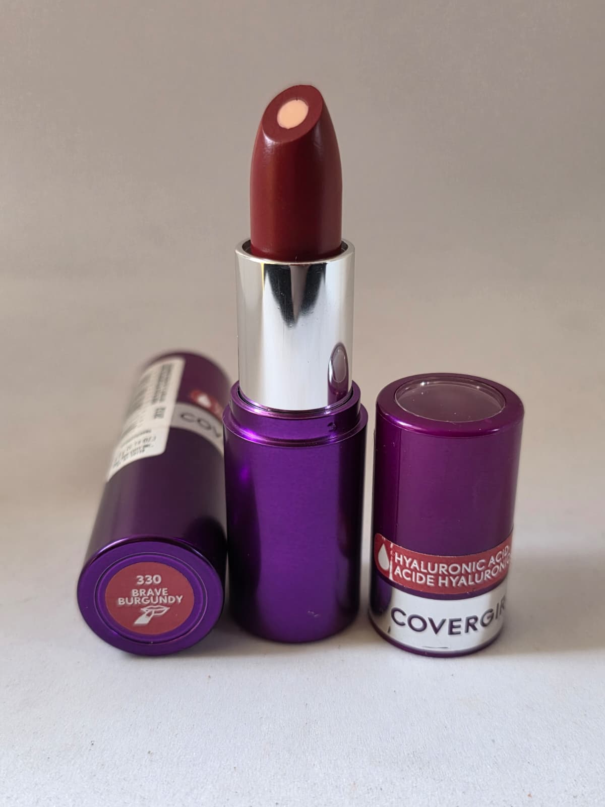 2X COVERGIRL Simply Ageless Moisture Renew Core Lipstick, 330 Brave Burgundy