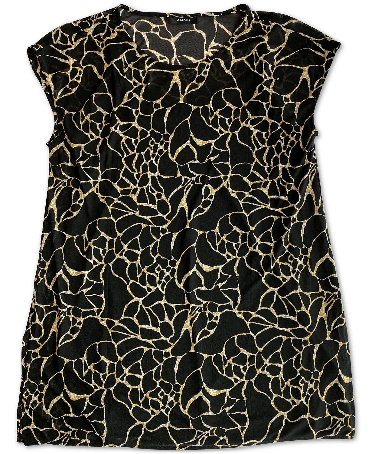 Alfani Printed Cap-Sleeve Tunic, Size Large