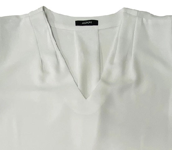 Alfani Pleated V-Neck Top, Size XLarge
