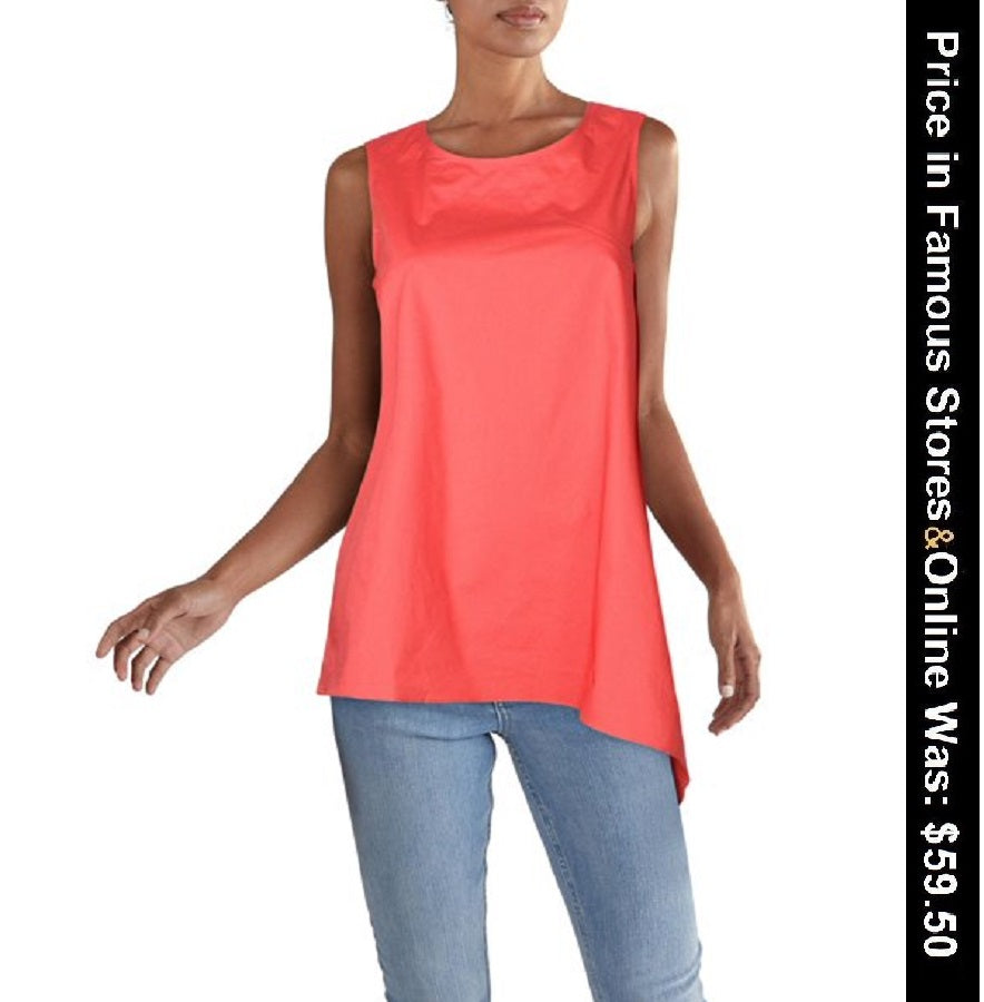 Alfani Asymmetrical Cotton Sleeveless Tunic, Size Large
