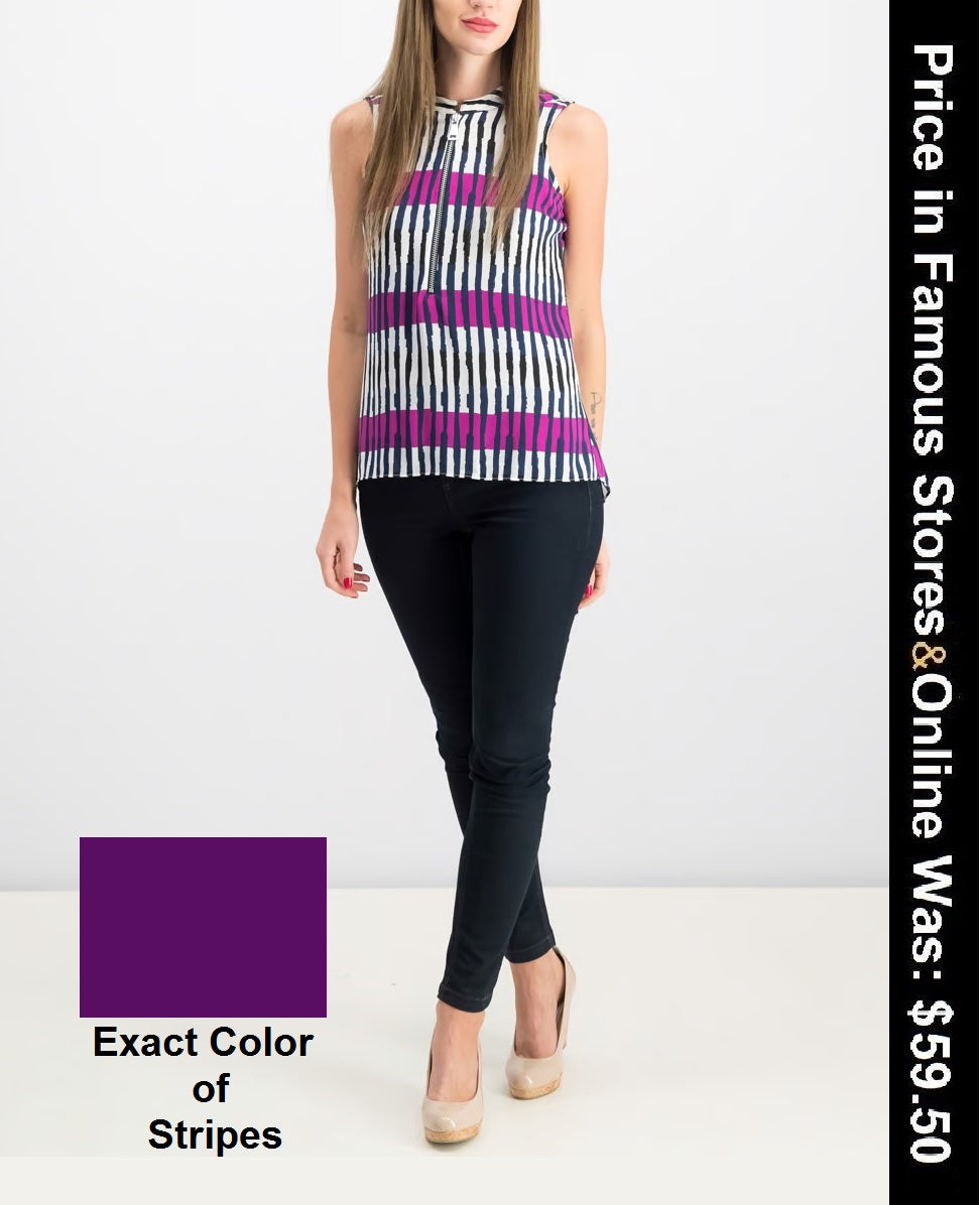 Alfani Petite Front-Zip Sleeveless Top, Size PP