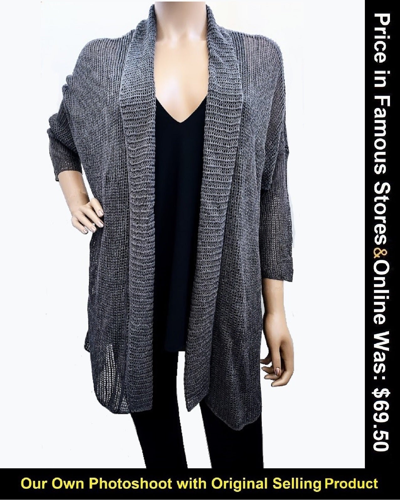Alfani Open-Stitch Kimono Cardigan, Size Medium