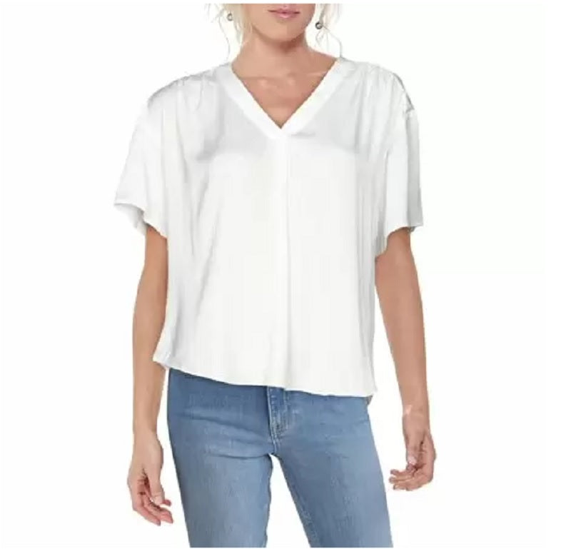 Alfani Satin V-Neck Dolman-Sleeve Top, Size L