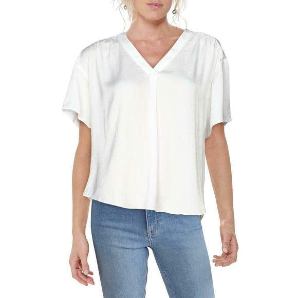 Alfani Satin V-Neck Dolman-Sleeve Top, Size L