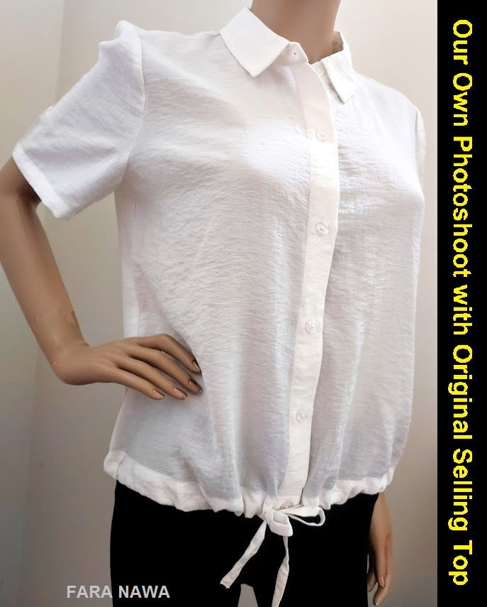 Alfani Womens Drawstring-Hem Shirt,