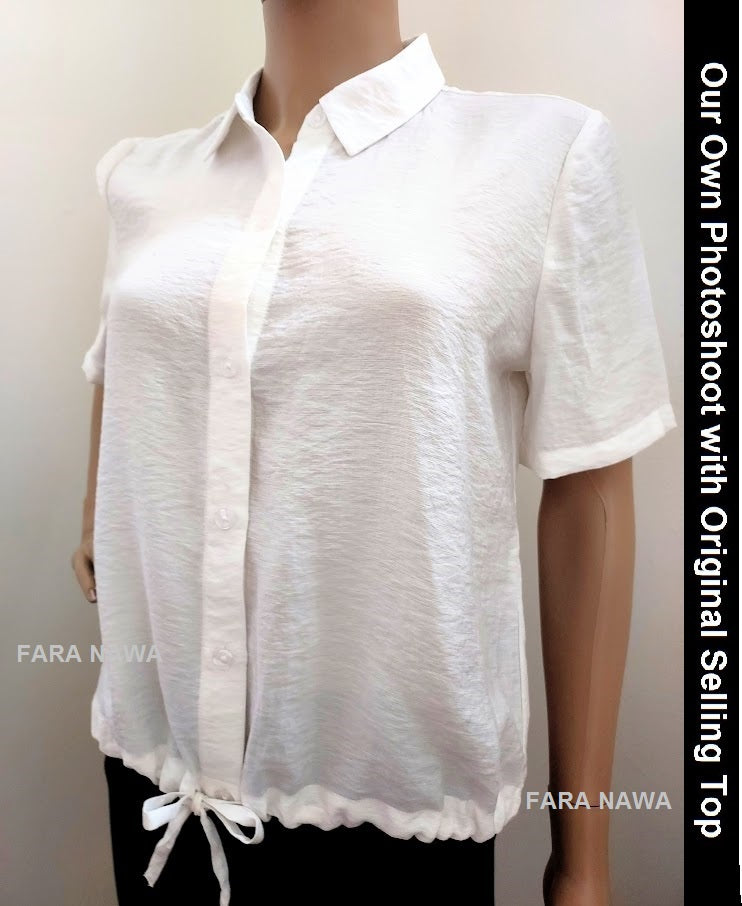 Alfani Womens Drawstring-Hem Shirt,