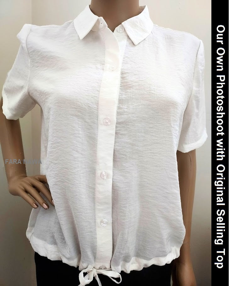 Alfani Womens Drawstring-Hem Shirt,