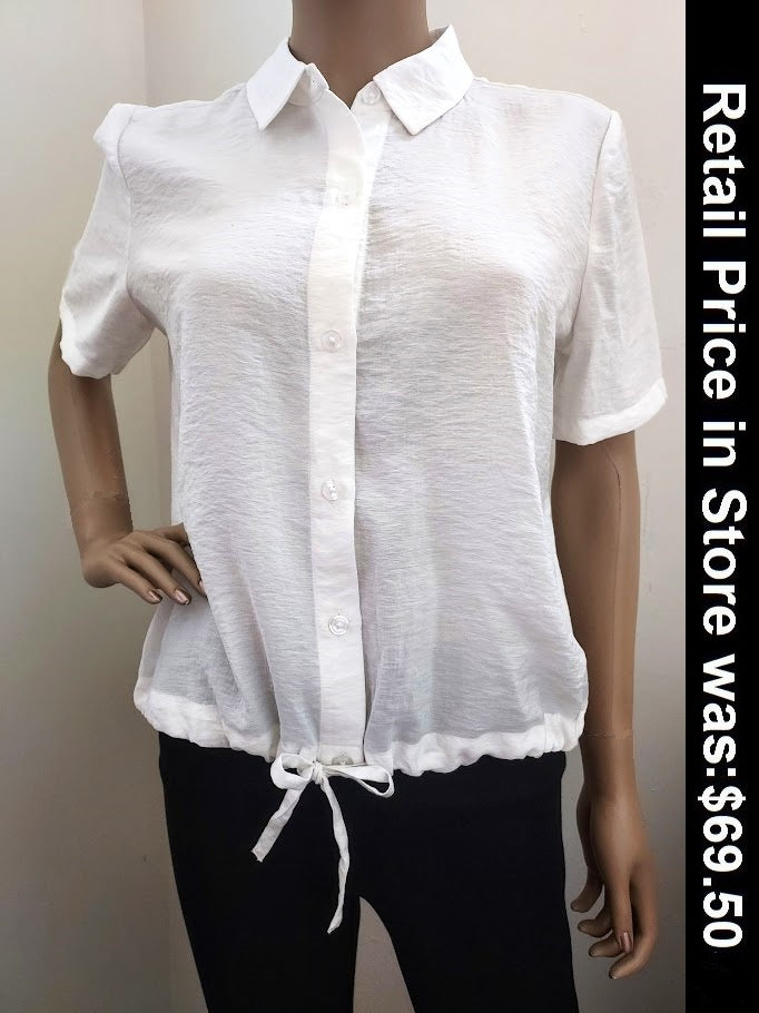 Alfani Womens Drawstring-Hem Shirt,