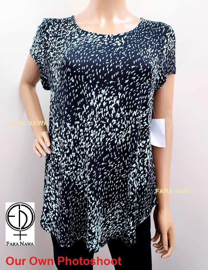 Alfani Womens Printed Short Sleeve T-Shirt, Size L