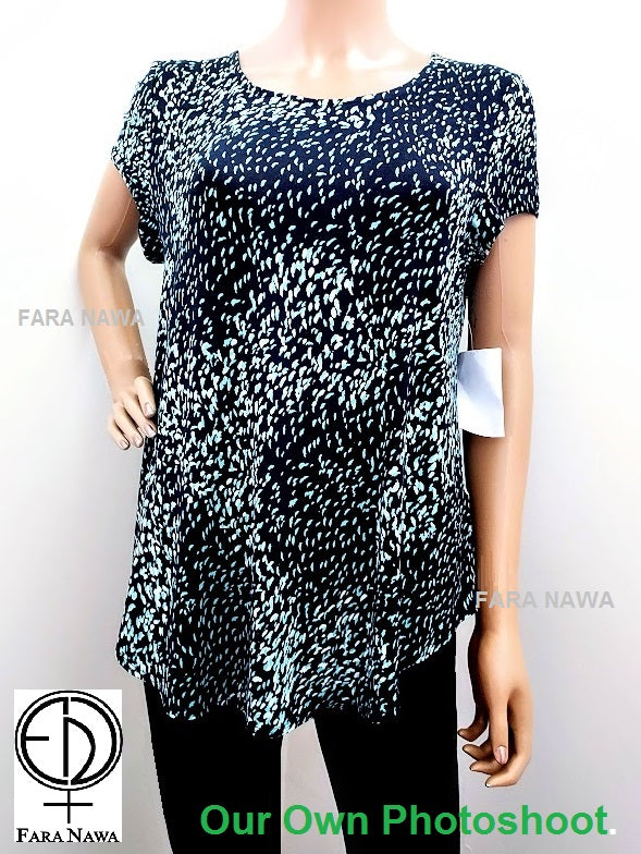 Alfani Womens Printed Short Sleeve T-Shirt, Size L