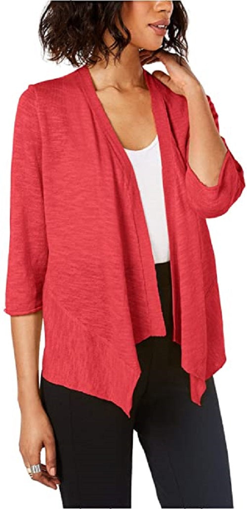 Alfani Women's Coral 3/4 Sleeve Open Cardigan Wear To Work Top, Royal Peon