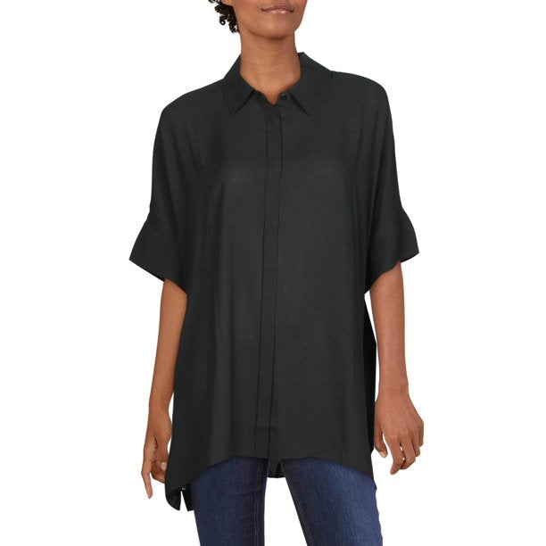 Alfani Womens Collar Hi-Low Button-Down Top,