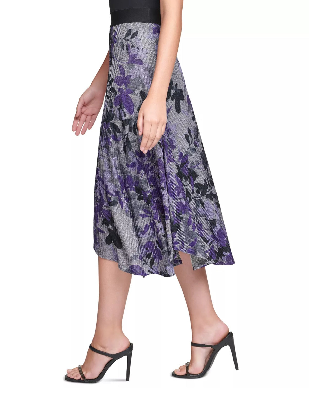 CALVIN KLEIN Floral-Print Asymmetrical Midi Skirt,
