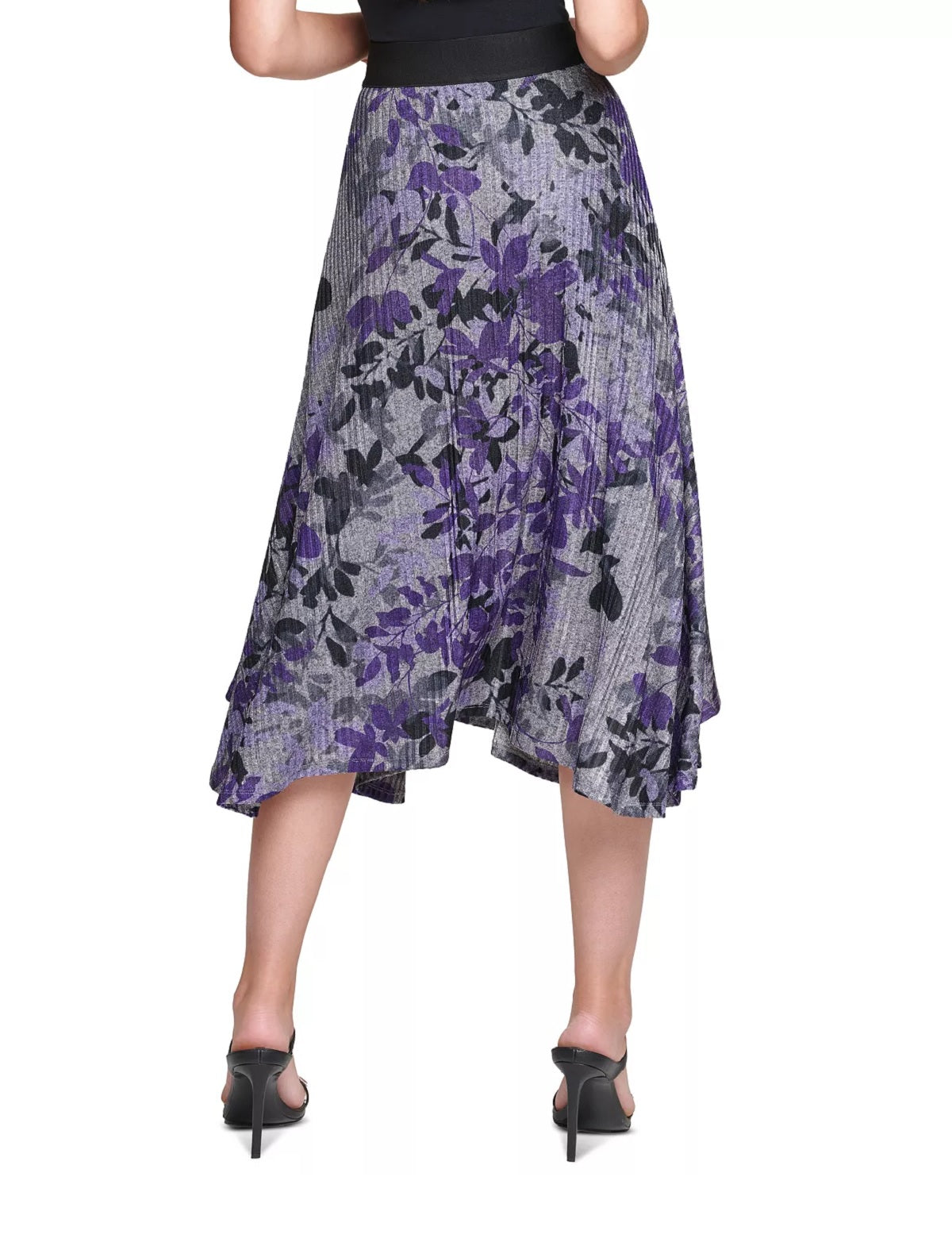 CALVIN KLEIN Floral-Print Asymmetrical Midi Skirt,
