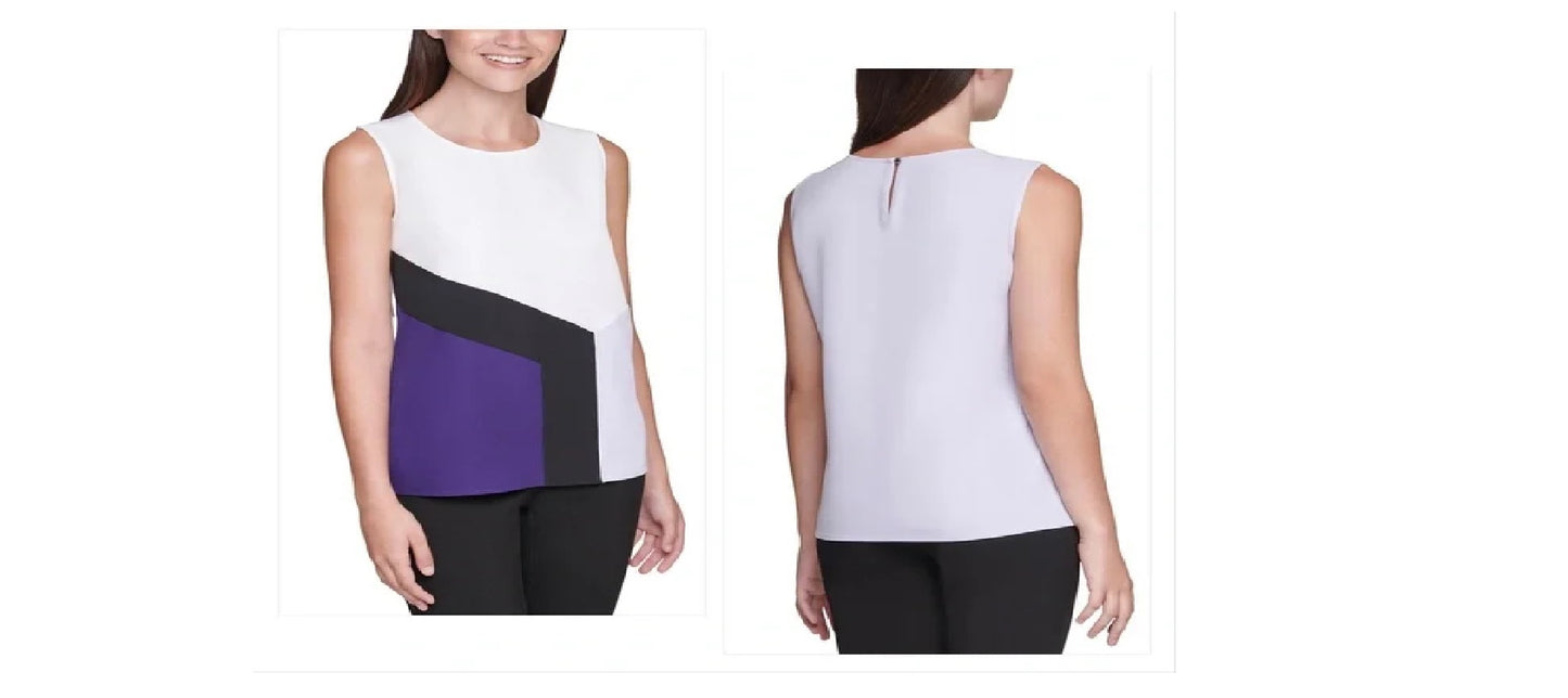 Calvin Klein Womens Colorblock Sleeveless Top,