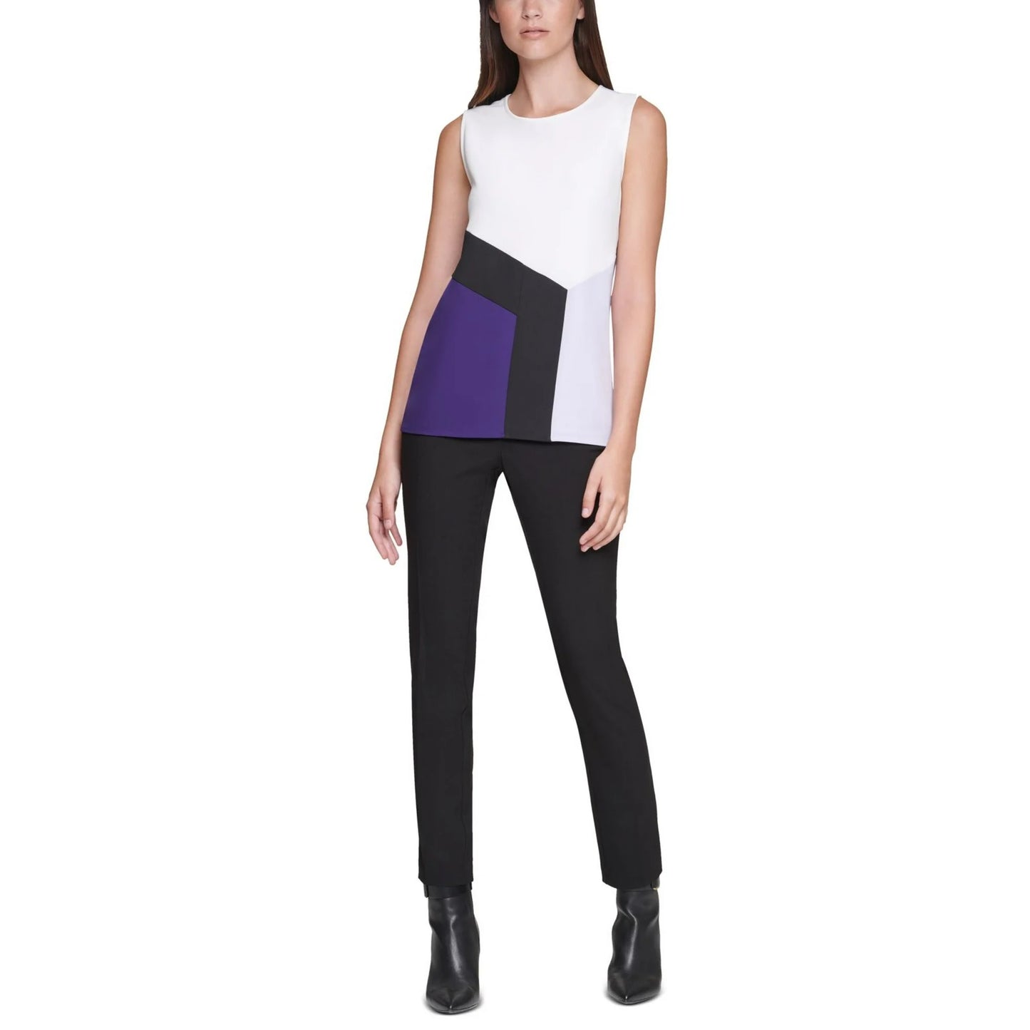 Calvin Klein Womens Colorblock Sleeveless Top,