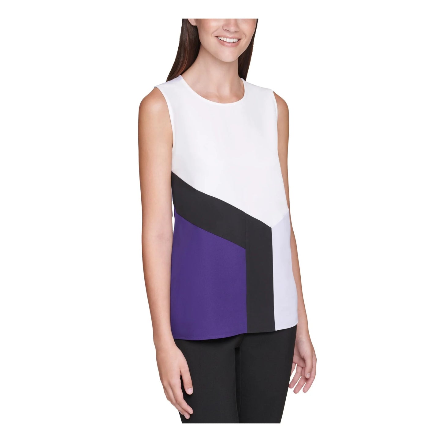 Calvin Klein Womens Colorblock Sleeveless Top,