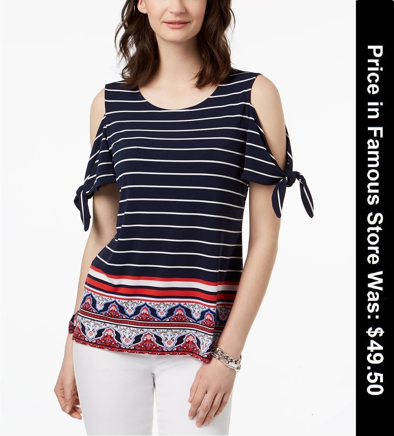 Charter Club Cold-Shoulder Top, Size Small