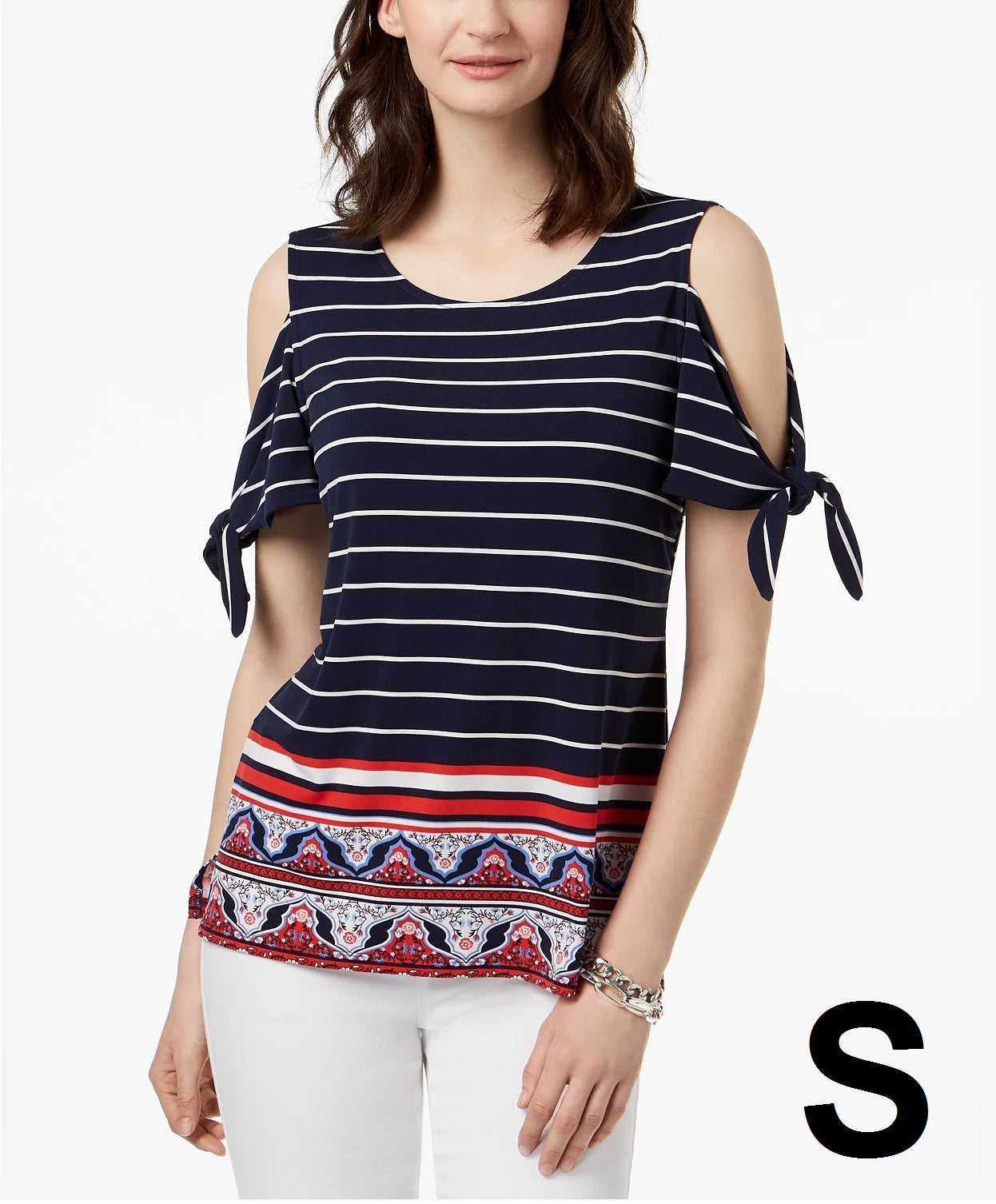Charter Club Cold-Shoulder Top, Size Small
