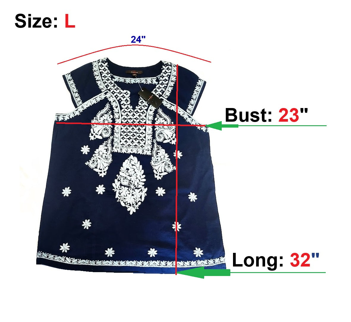Fever™ Embroidered Cotton Peasant Top, L